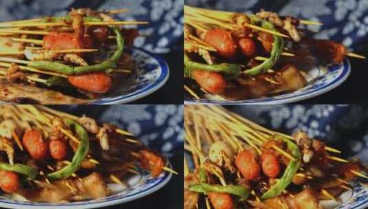 中式菜肴美食烧烤高清在线视频素材下载