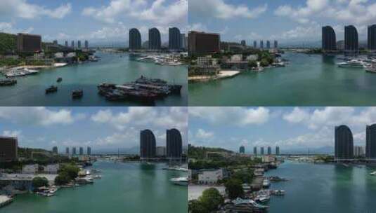 海南三亚游艇码头航拍延时高清在线视频素材下载