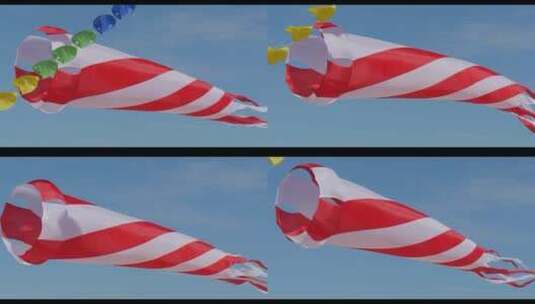 天空中的锥形风筝高清在线视频素材下载