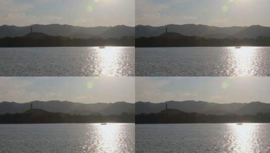 夕阳下的北京颐和园昆明湖与玉泉山高清在线视频素材下载