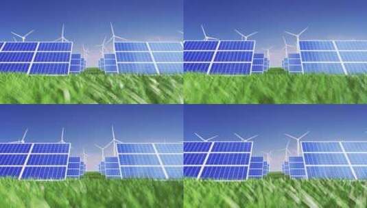 光伏太阳能风力发电场新能源CG三维特效高清在线视频素材下载