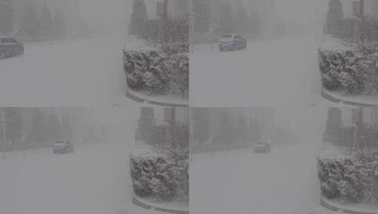 暴雪冬天街道景象slog高清在线视频素材下载