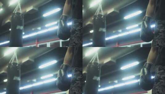 拳击手手部护具特写镜头高清在线视频素材下载