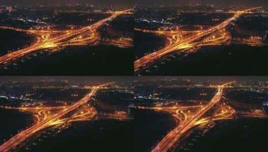 上海外环立交桥夜景高清在线视频素材下载