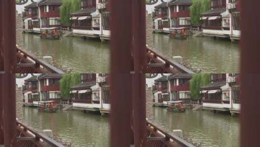 8K实拍上海古镇游船水中划桨特写高清在线视频素材下载