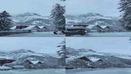冬日的雪景真的美得不要不要的，最美黄昏高清在线视频素材下载