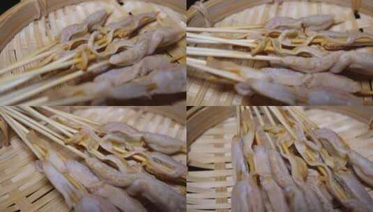 内脏鸡胗串小串肉串钵钵鸡炸串烤串美食高清在线视频素材下载