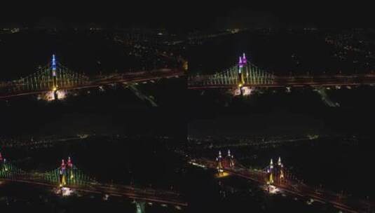 航拍北京昌平南环大桥亮灯高清在线视频素材下载