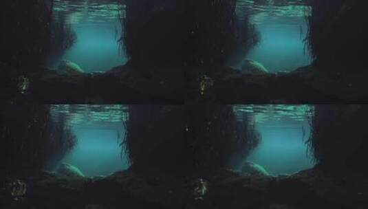 深海湖泊潜水水下水底拍摄高清在线视频素材下载