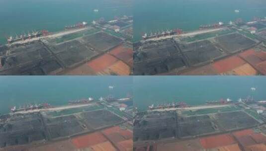 航拍运输煤炭的港口高清在线视频素材下载