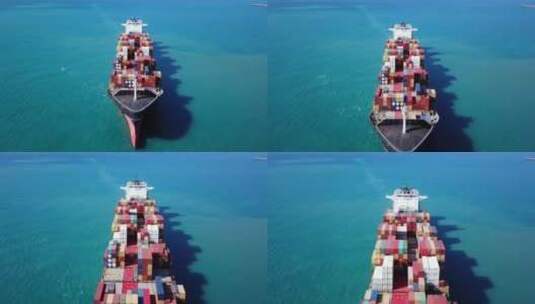 海上邮轮航拍海上货轮海运集装箱货轮进出口高清在线视频素材下载