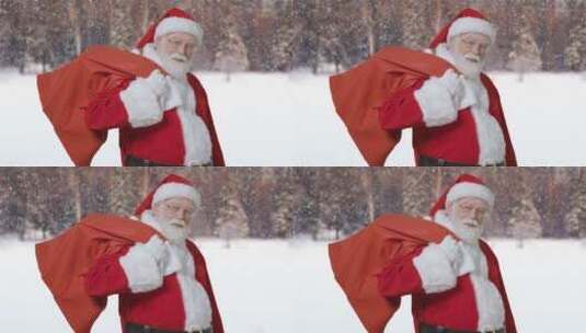 背着圣诞礼物的圣诞老人高清在线视频素材下载