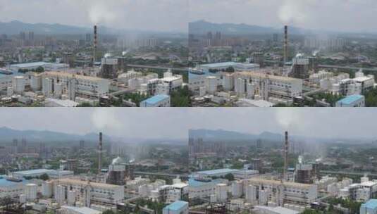 工业生产工厂电厂烟冲炊烟航拍高清在线视频素材下载