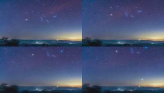贺州明梅冬季星空猎户座高清在线视频素材下载