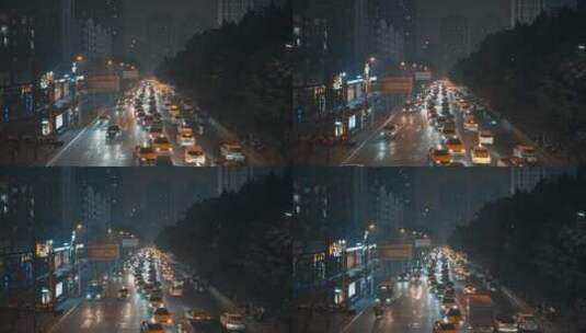 8K重庆城市夜晚车流堵车高清在线视频素材下载