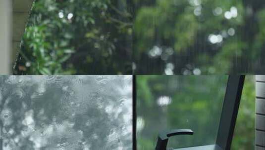 春天下雨唯美清新空镜雨景4k视频素材高清在线视频素材下载