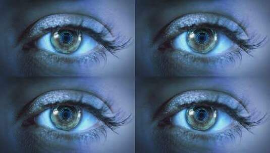 虹膜识别瞳孔识别眼睛特写高清在线视频素材下载