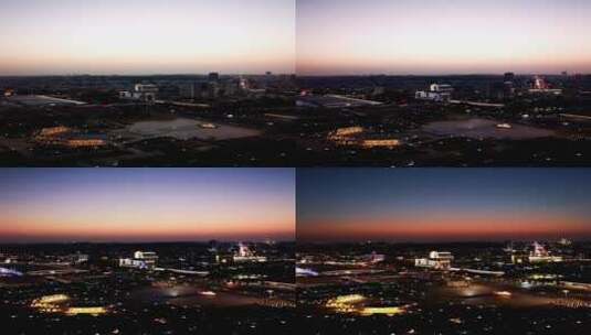 城市夜幕降临华灯初上的航拍延时摄影高清在线视频素材下载