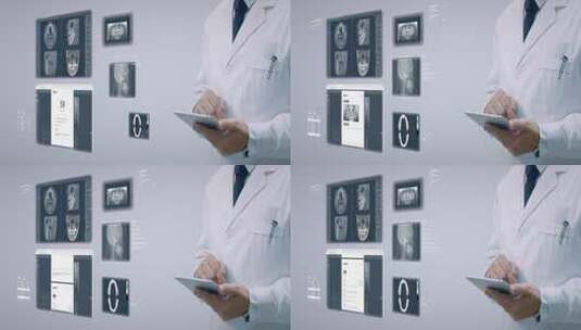 牙科医生点击平板全息投影高清在线视频素材下载