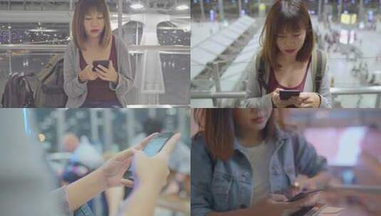 美女 玩手机 聊天 购物高清在线视频素材下载