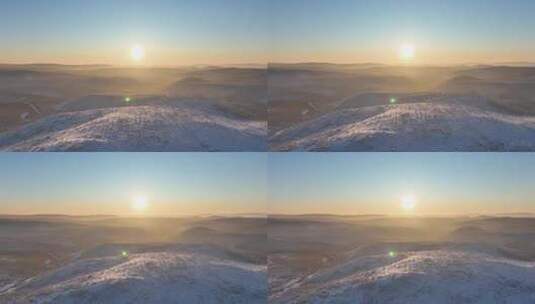 航拍4K大兴安岭黎明林海雪原高清在线视频素材下载