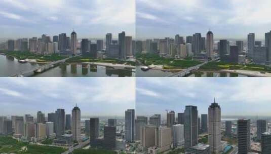 4K航拍天津滨海新区城市风光高清在线视频素材下载