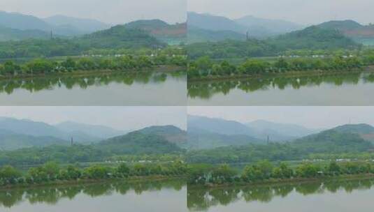 杭州萧山戴村仙女湖航拍清晨高清在线视频素材下载