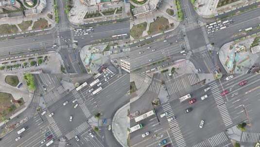 交通俯拍城市路况交通车流航拍十字路口交通高清在线视频素材下载
