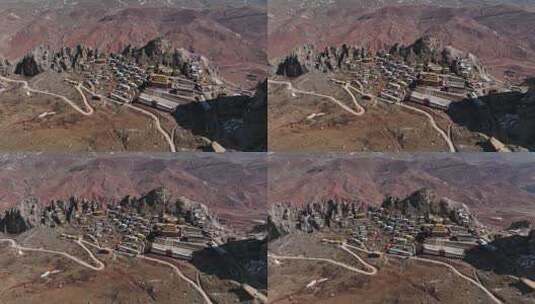 西藏孜珠寺航拍高清在线视频素材下载