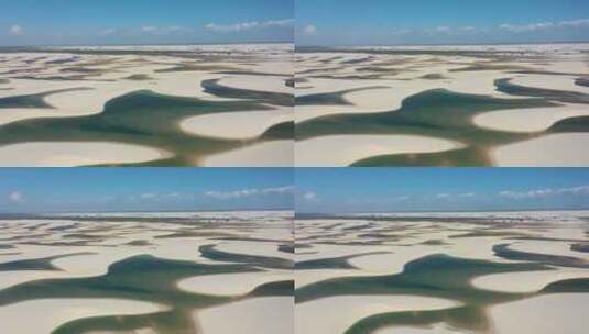 Lencois Maranhens Maranho。风景优美的沙丘和绿松石雨水湖高清在线视频素材下载