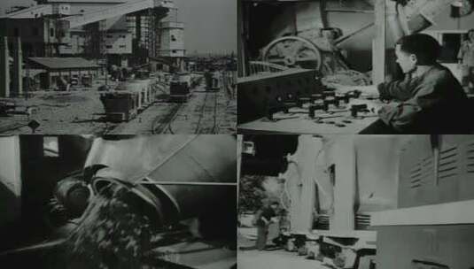 工业现代化发展史 工业发展黑白影像资料高清在线视频素材下载