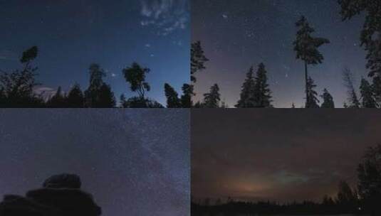 唯美星空银河星夜斗转星移极光风景延时摄影高清在线视频素材下载