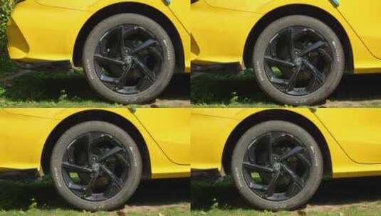 黄色汽车的车轮高清在线视频素材下载