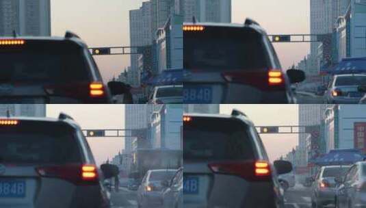 黑龙江牡丹江市开车排等红绿灯高清在线视频素材下载