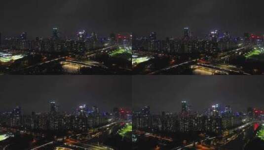 深圳南山区后海夜景航拍高清在线视频素材下载