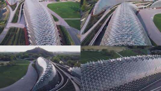 上海辰山植物园航拍4k原创高清在线视频素材下载