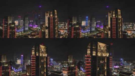 宁波中心大厦无人机灯光秀高清在线视频素材下载