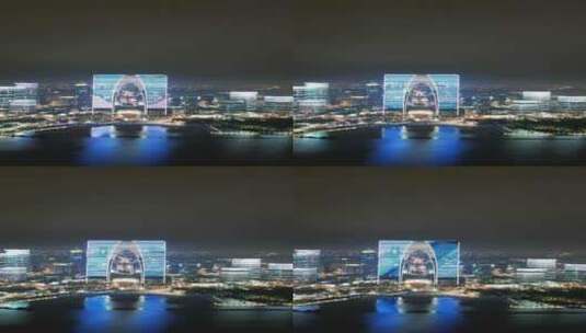 江苏苏州园区夜景灯光竖屏航拍高清在线视频素材下载