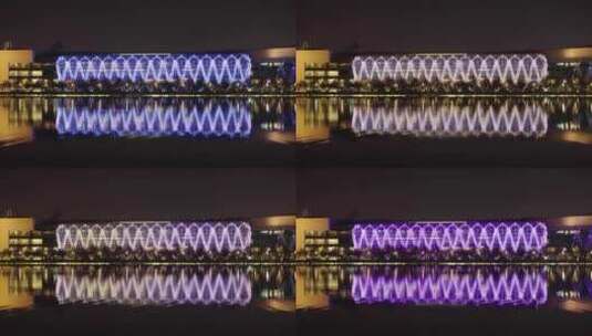 天津文化中心银河广场/城市夜晚夜景灯光高清在线视频素材下载