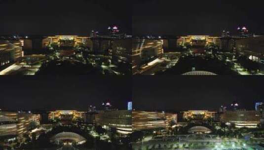 航拍福建泉州市政府市民广场夜景灯光高清在线视频素材下载