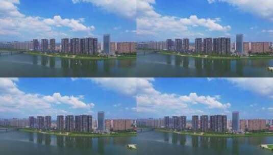 美丽城市蓝天地产建筑江景高清在线视频素材下载