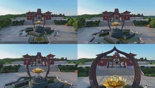 航拍徐州经济技术开发区宝莲寺佛教文化景区高清在线视频素材下载
