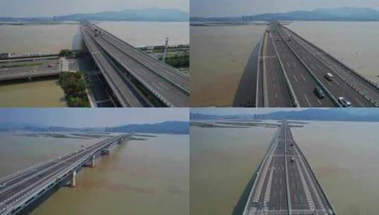 航拍福州道庆洲大桥合集高清在线视频素材下载