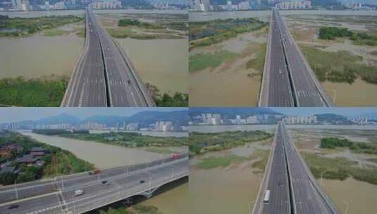 航拍福州三江口大桥合集高清在线视频素材下载
