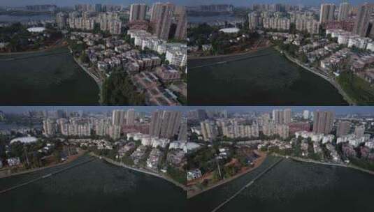 武汉江夏光谷汤逊湖畔航拍高清在线视频素材下载