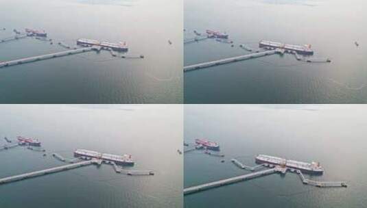 中国山东青岛黄岛码头航拍高清在线视频素材下载