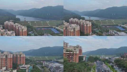 深圳梅林水库航拍高清在线视频素材下载