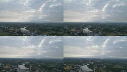 四川盆地的乡镇土地与天空高清在线视频素材下载