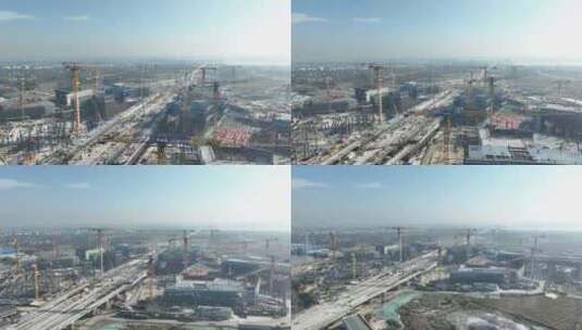 建设中的苏州高铁南站（航拍16:9运镜原片）高清在线视频素材下载