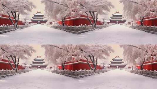 故宫紫禁城冬天雪景空镜高清在线视频素材下载
